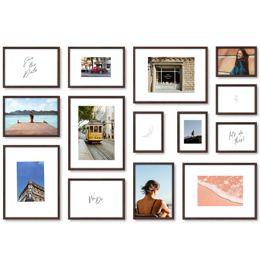 Galeria ścienna PRESTO 44 GF0001. Zestaw brązowych ramek na ścianę