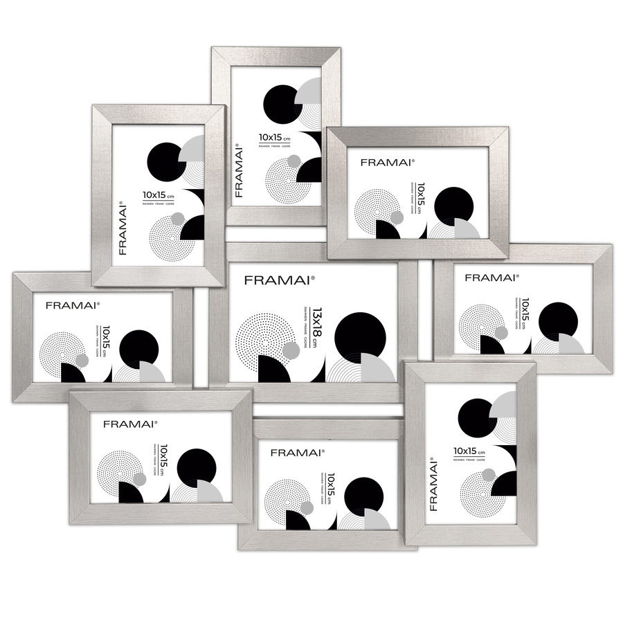 Multirama w srebrnym kolorze MULTI HEN S na 9 zdjęć ramka na zdjęcia