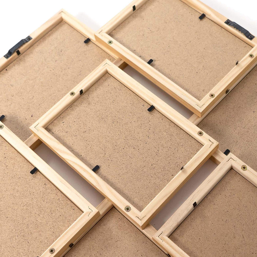 Multirama drewniana Natural 72, zestaw ramek 1 X 10x10 cm, 6 X 10x15 cm - naturalna