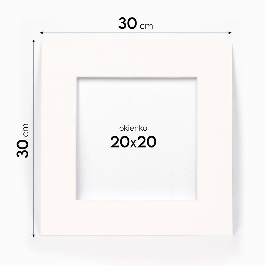 Srebrna ramka z passe partout na zdjęcia w rozmiarze 30x30 cm z okienkiem passe partout 20x20 cm