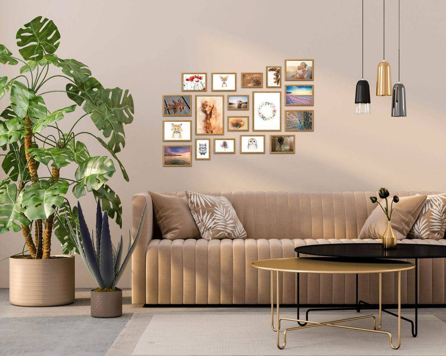 Galeria ścienna PRESTO 3 GF0006. Zestaw naturalnych ramek na ścianę