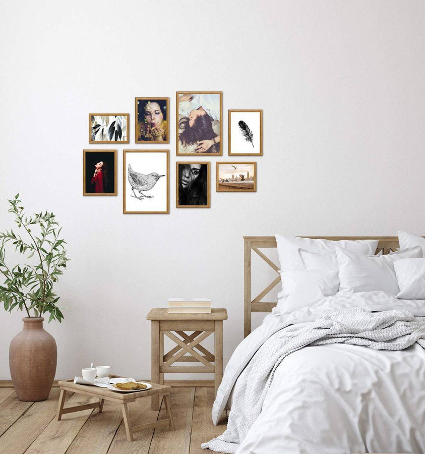 Galeria ścienna PRESTO 3 GF0007. Zestaw naturalnych ramek na ścianę