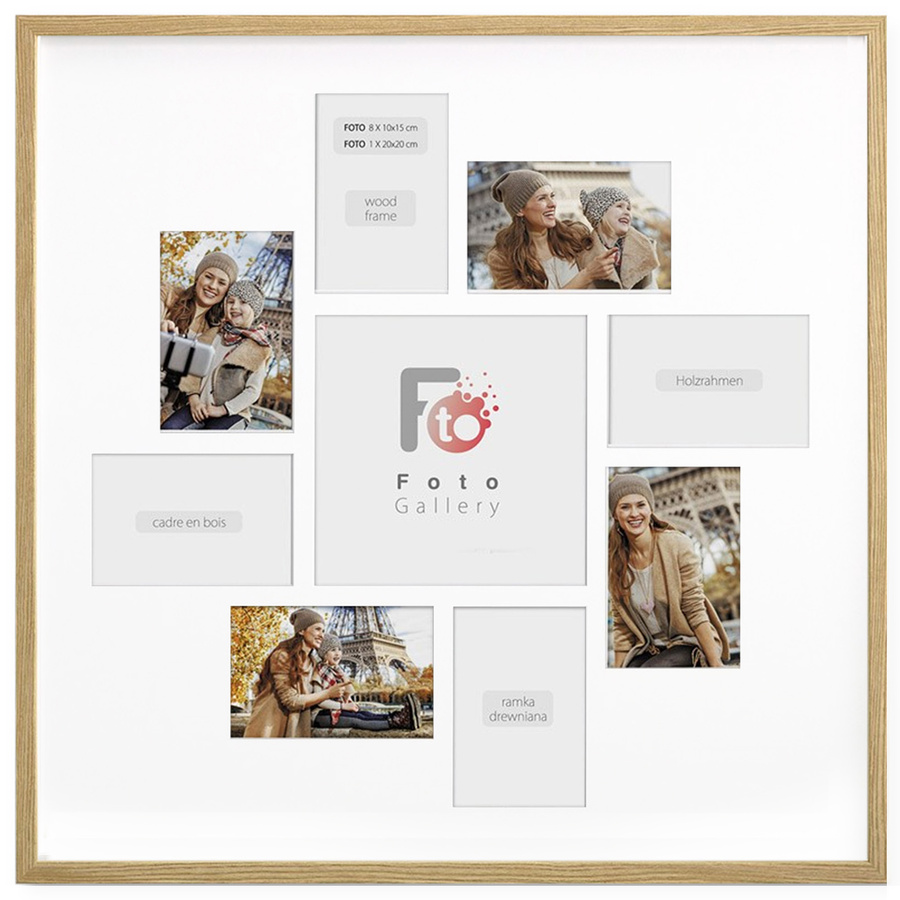 Ramka drewniana galeria passe-partout Natural 60x60 - kolor naturalne drewno