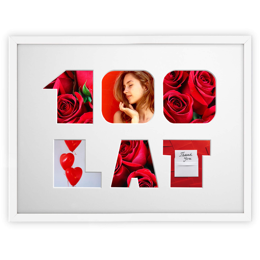 Ramka na URODZINY w kolorze białym. Ramka z passe partout o rozmiarze 30x40 cm