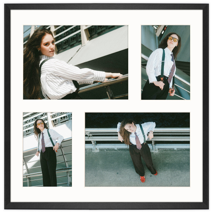 Foto galeria 40x40 cm na 4 zdjęcia o wymiarach 10x15 cm i 15x21 cm w czarnym kolorze