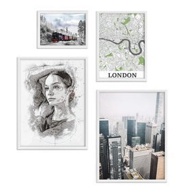 Zestaw białych ramek galeria 1 GF0008 1x 15x21 1x 21x30  2x 30x40 cm