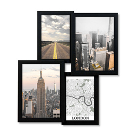 Multirama drewniana Black 42, zestaw ramek 2 X 10x15 cm, 2 X 13x18 cm - czarna