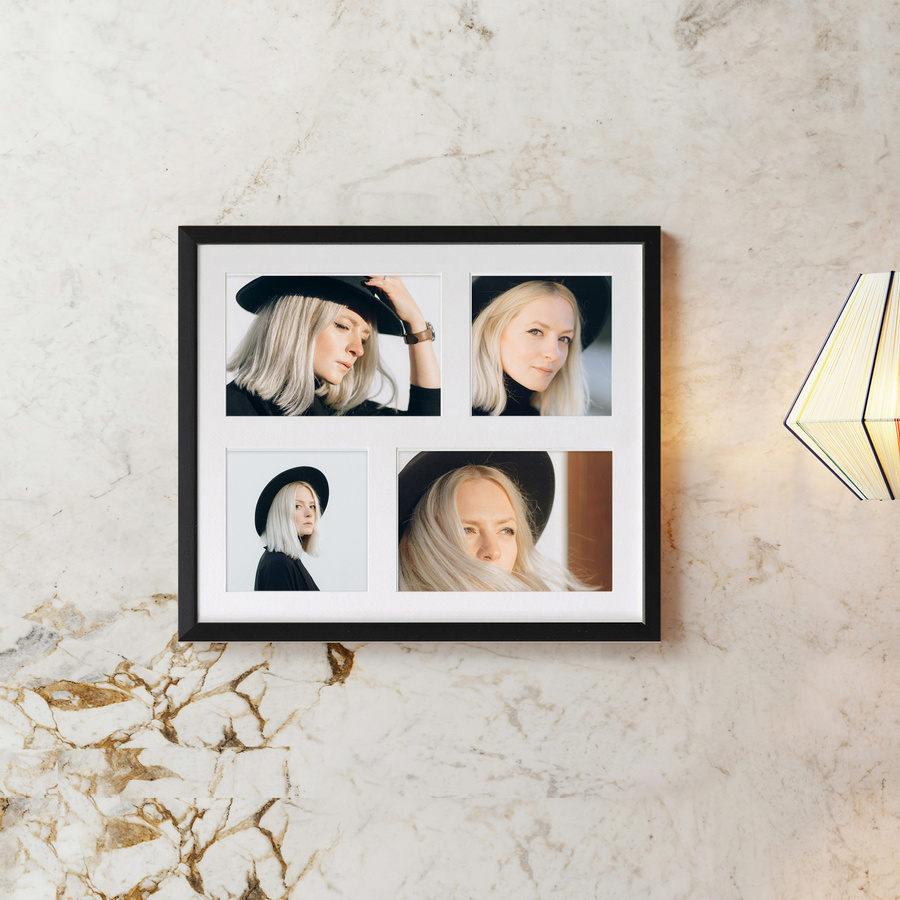 Ramka drewniana galeria passe-partout Black 26x31 - kolor czarny