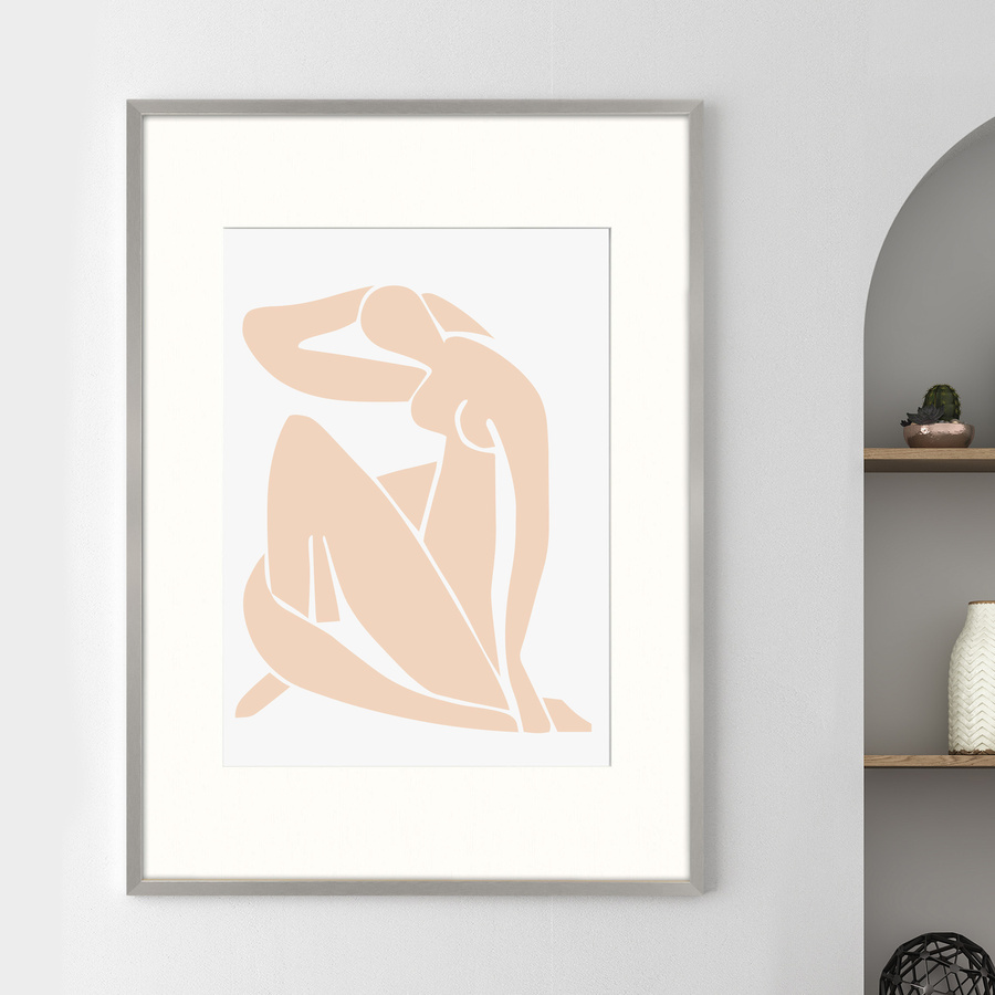 Srebrna ramka z passe partout na zdjęcia w rozmiarze 70x100cm z okienkiem passe partout 50x70 cm