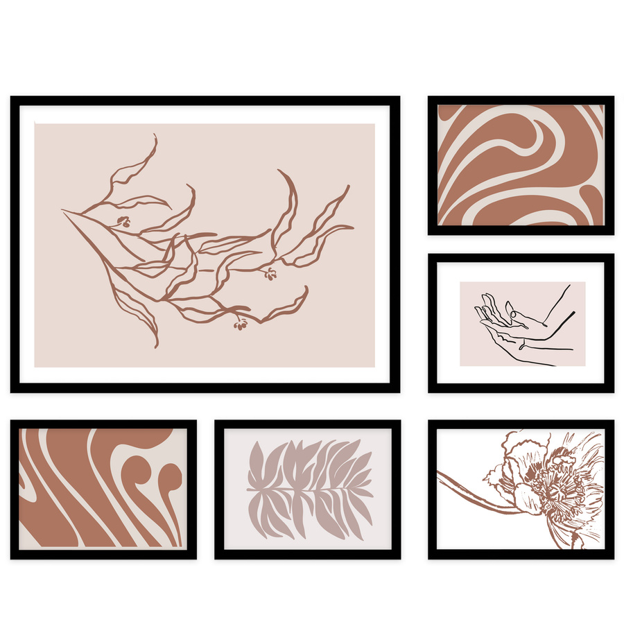 Galeria ścienna PINIA 2 GF0002. Zestaw czarnych ramek na ścianę