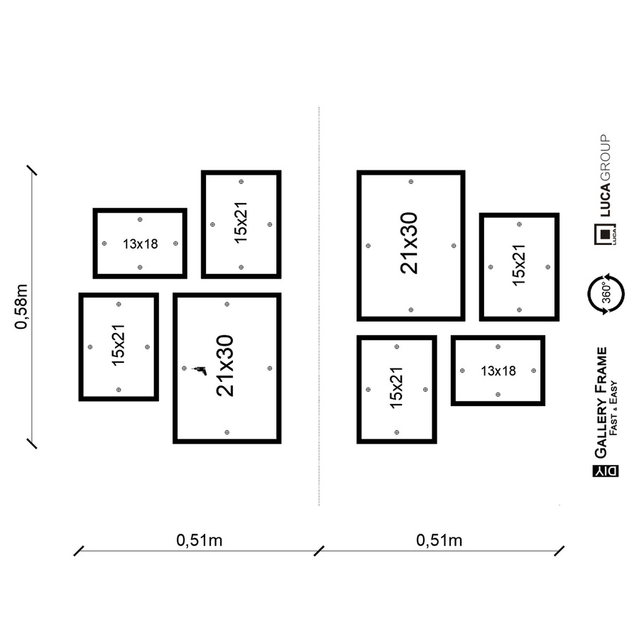 Zestaw ramek PINIA 00 GF0043 - galeria ramek na 8 zdjęć