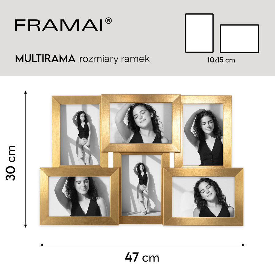 Multiramka MULTI HEN złota ramka na zdjęcia