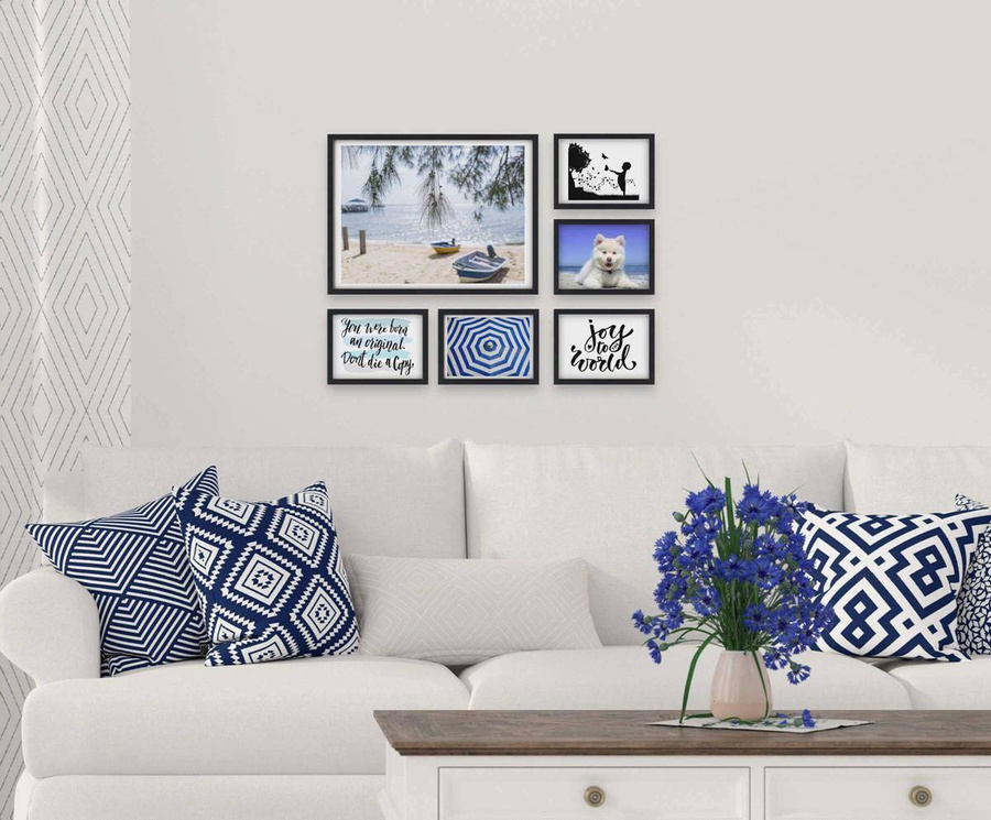 Galeria ścienna PINIA 2 GF0002. Zestaw czarnych ramek na ścianę