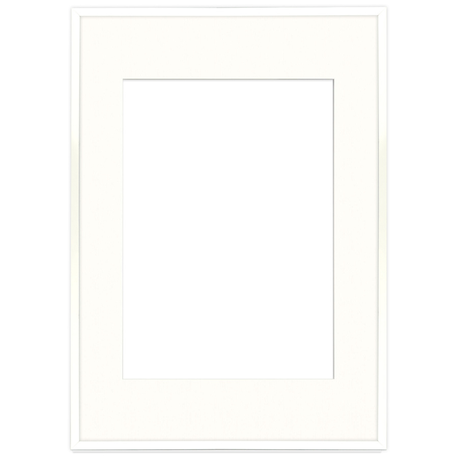 Biała ramka z passe partout na zdjęcia w rozmiarze 70X100 cm z okienkiem passe partout 50x70 cm