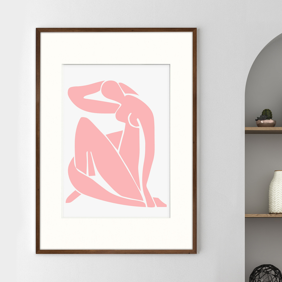 Brązowa ramka z passe partout na zdjęcia w rozmiarze 70X100 cm z okienkiem passe partout 50x70 cm