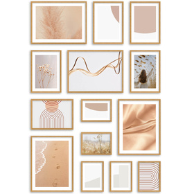 Galeria ścienna PINIA 00 GF0001. Zestaw dębowych ramek na ścianę