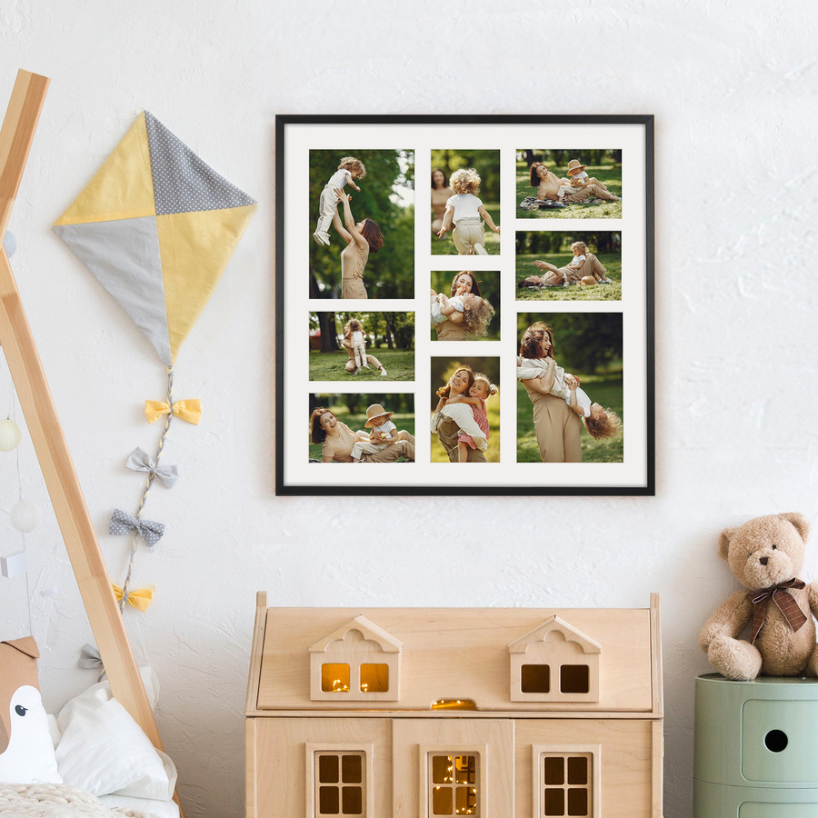 Foto galeria 50x50 cm na 9 zdjęć o wymiarach 10x15 cm 15x21 cm 10x10 cm kolor czarny