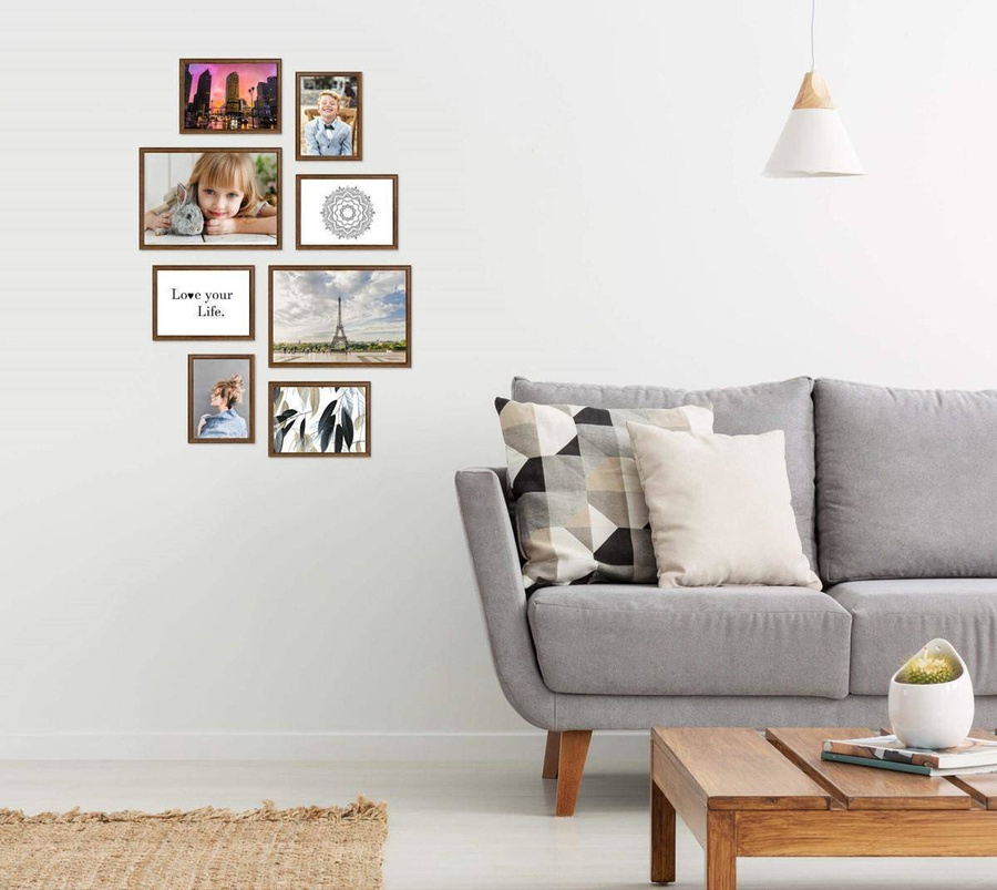 Galeria ścienna PRESTO 4 GF0007. Zestaw brązowych ramek na ścianę