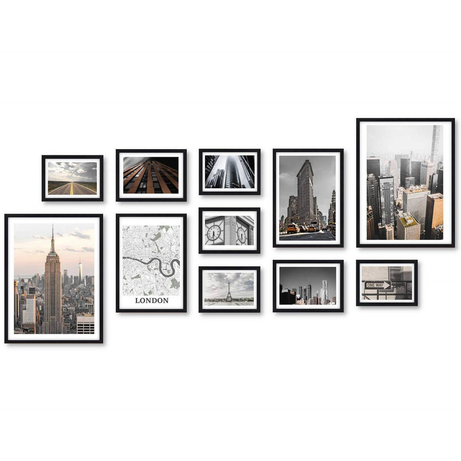 Galeria ścienna PINIA 2 GF0005. Zestaw czarnych ramek na ścianę