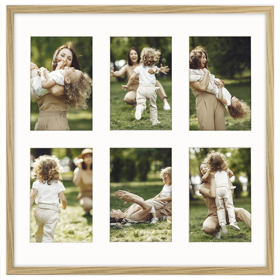 Foto galeria 40x40 cm na 6 zdjęć o wymiarach 10x15 cm kolor dębowy