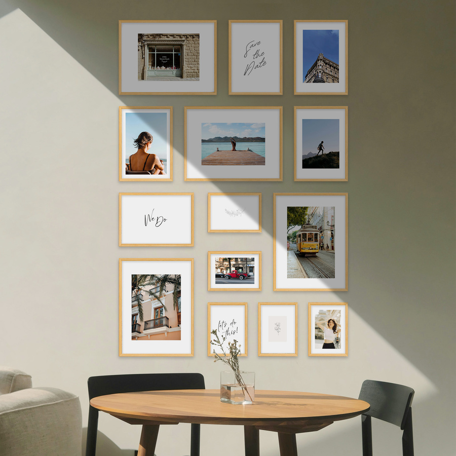 Galeria ścienna PRESTO 0 GF0001. Zestaw naturalnych ramek na ścianę