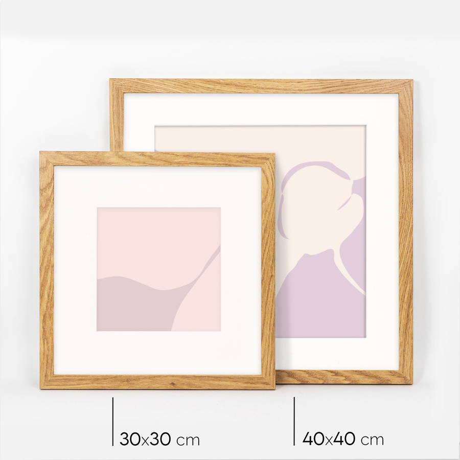 Naturalna ramka z passe partout na zdjęcia w rozmiarze 30x30 cm z passe partout 20x20 cm
