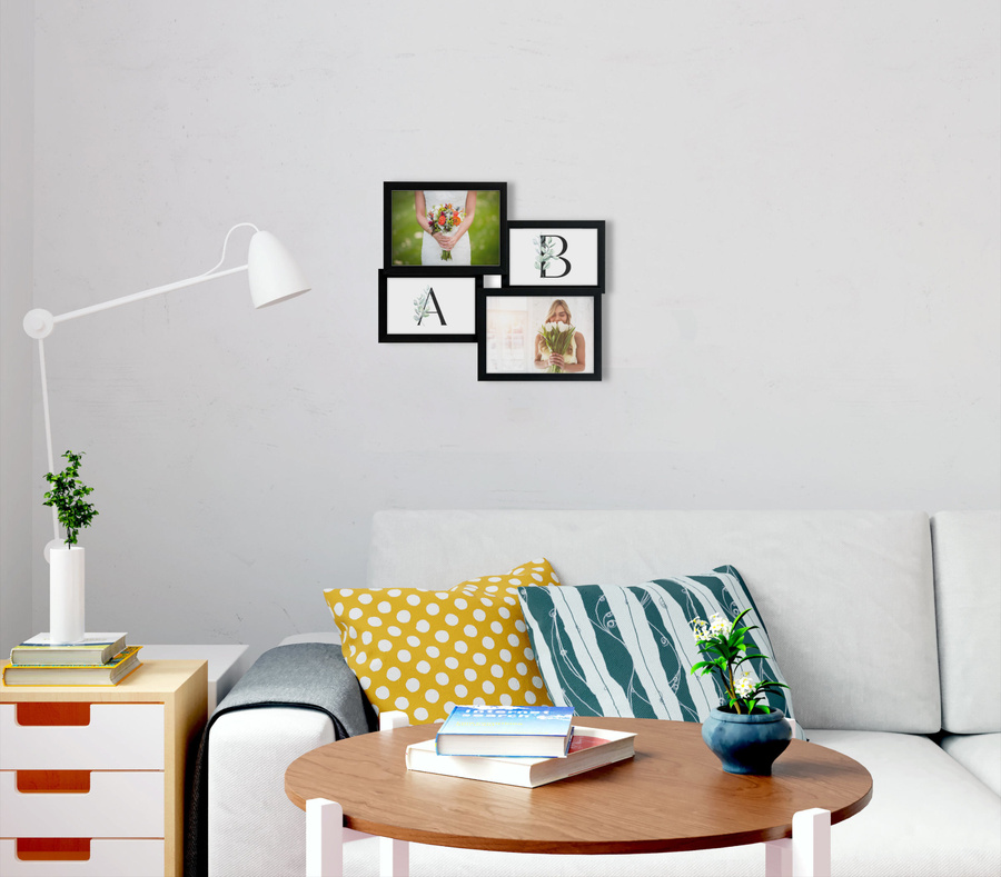 Multirama drewniana Black 42, zestaw ramek 2 X 10x15 cm, 2 X 13x18 cm - czarna