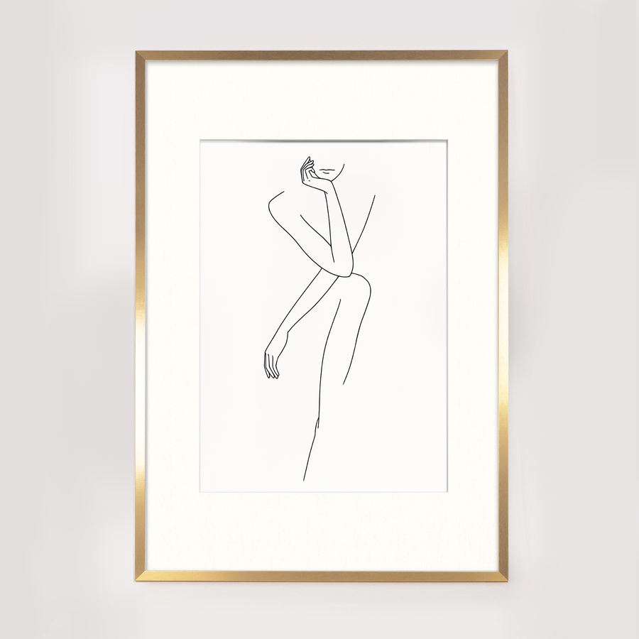 Ramka 70×100 cm w złotym kolorze z passe-partout przeznaczonym na zdjęcia 50×70 cm.