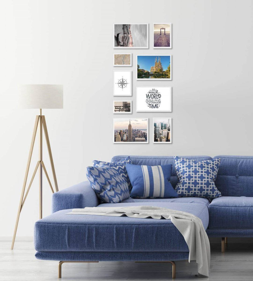 Galeria ścienna PRESTO 1 GF0004. Zestaw białych ramek na ścianę