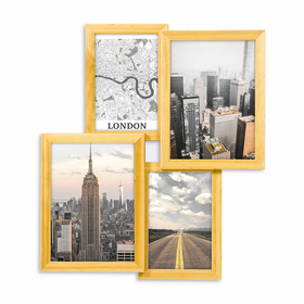 Multirama drewniana Natural 42, zestaw ramek 2 X 10x15 cm, 2 X 13x18 cm - naturalna