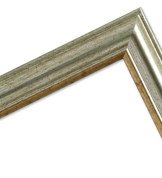 Ramka z tworzywa MOLISE 3028 klasyczna fotoramka na zdjęcia, plakaty lub obrazy - kolor srebrny złoty pasek