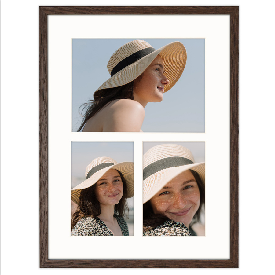 Foto galeria 30x40 cm na 3 zdjęcia o wymiarach 10x15 cm 15x21 cm brązowa