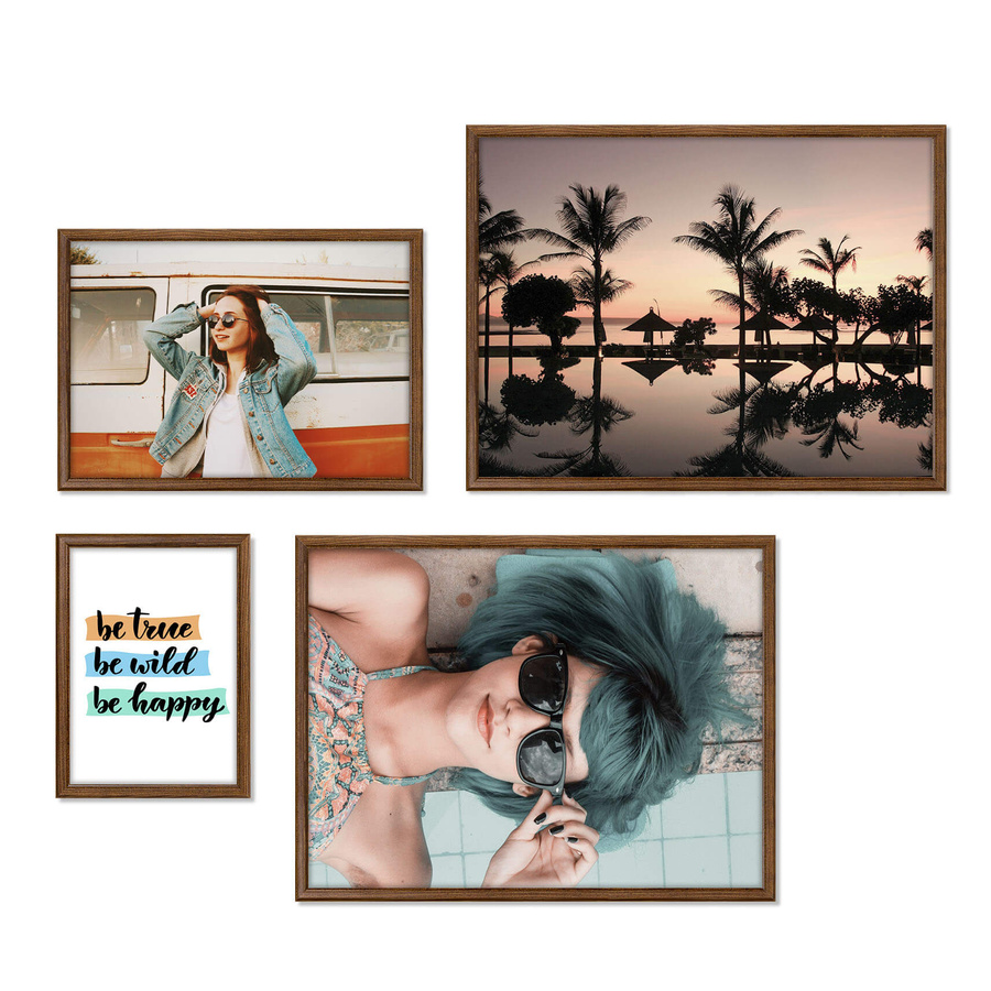 Zestaw brązowych ramek galeria 4 GF0008 1x 15x21 1x 21x30 2x 30x40 cm