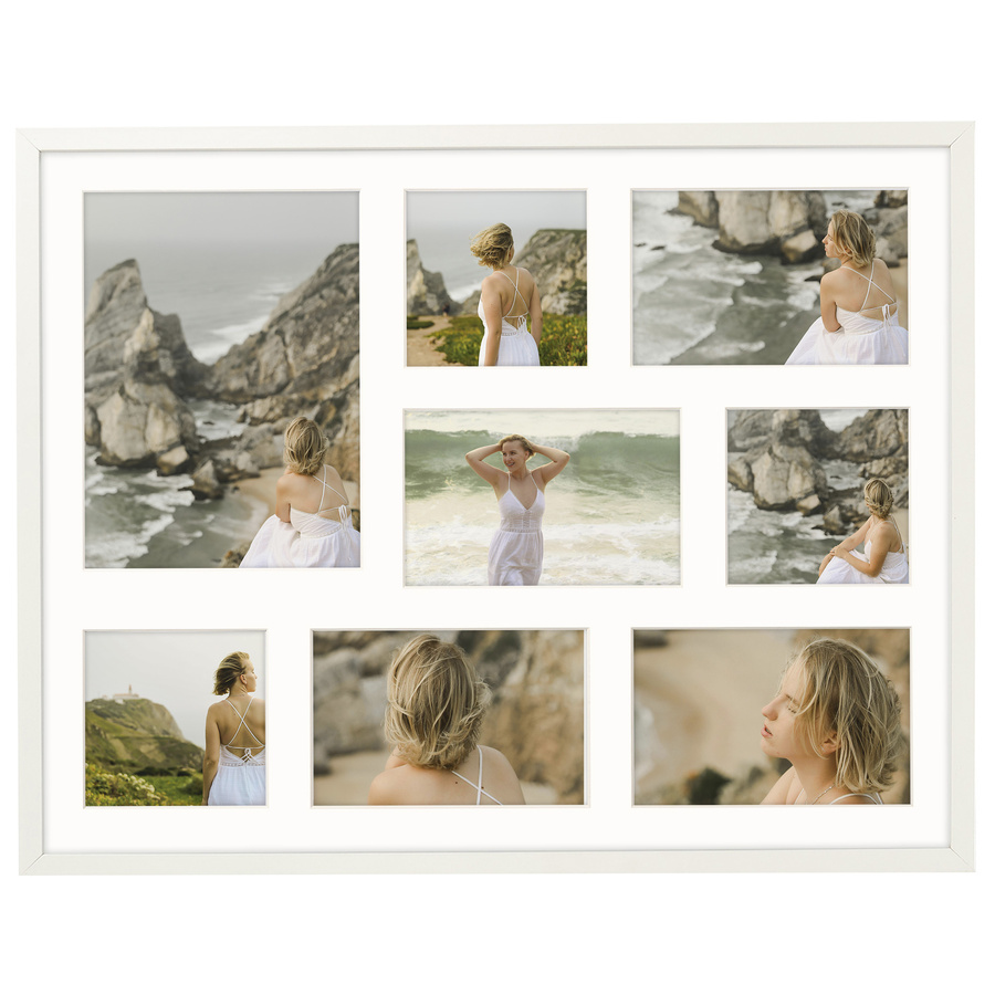 Foto galeria 40x50 cm na 7 zdjęć o wymiarach 10x10 cm 10x15 cm 15x21 cm biała