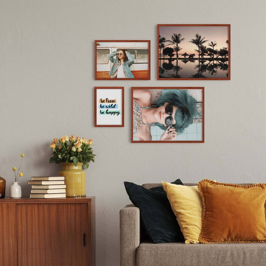 Zestaw brązowych ramek galeria 5 GF0008 1x 15x21 1x 21x30 2x 30x40 cm