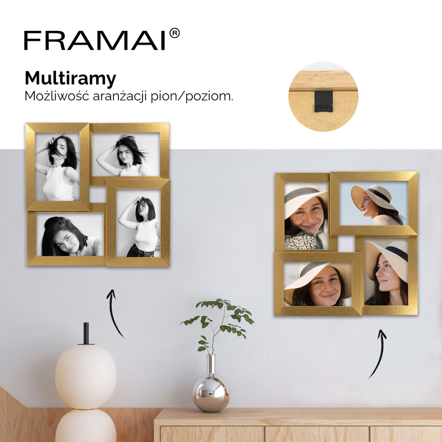 Multirama HEN GOLD zestaw ramek 4 X 10x15 cm