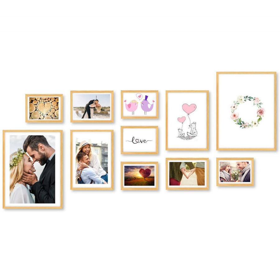 Galeria ścienna PINIA 0 GF0005. Zestaw naturalnych ramek na ścianę