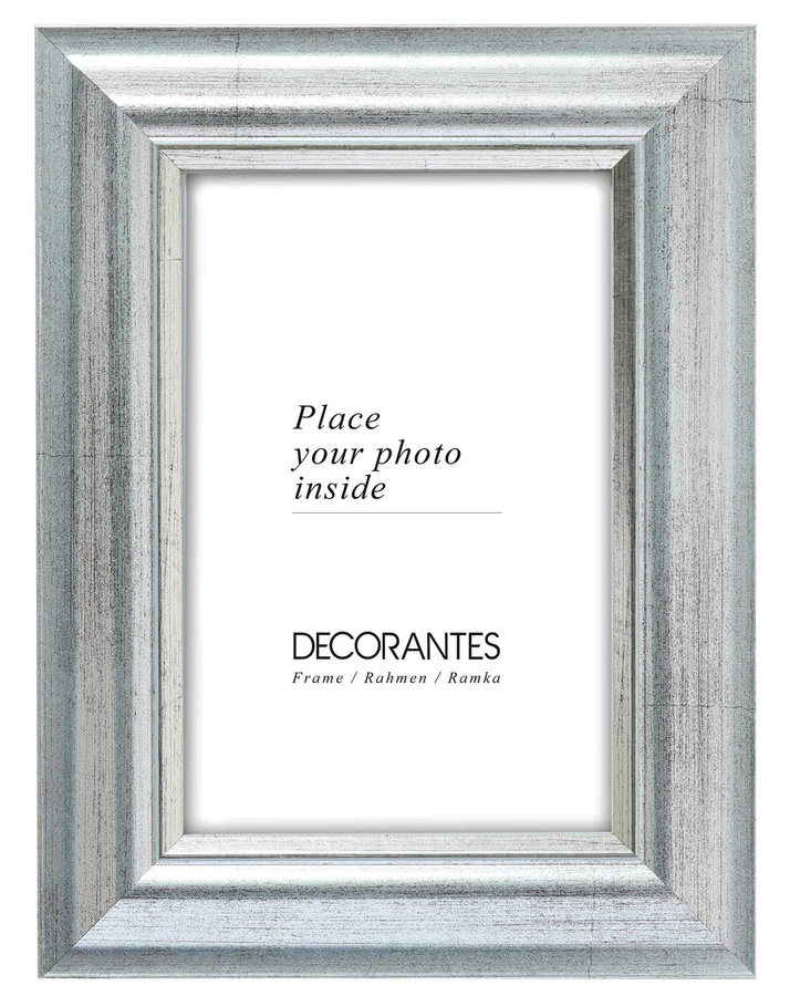 Ramka drewniana VIESTE 2076, szlachetna fotoramka na zdjęcia, plakaty lub obrazy - kolor srebrny