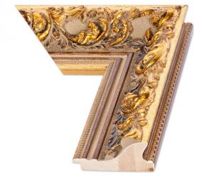 Rama do obrazów, zdjęć oraz luster na wymiar LUCA #377. Ozdobna stylizowana, drewniana oprawa - kolor złoty, ornamenty