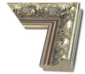 Rama do obrazów, zdjęć oraz luster na wymiar LUCA #1706. Klasyczna stylowa, drewniana oprawa - ornament, kolor srebrny szary