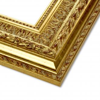 Rama do obrazów, zdjęć, luster na wymiar LUCA #2576. Bogato zdobiona drewniana oprawa - ornamenty, kolor jasne złoto