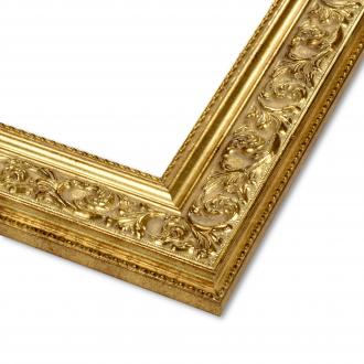 Rama do obrazów, zdjęć oraz luster na wymiar LUCA #2543. Ozdobna ornamentowana, drewniana oprawa - kolor jasne złoto, patyna