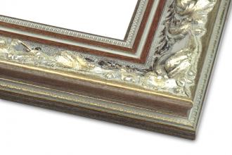 Rama do obrazów, zdjęć oraz luster na wymiar LUCA #1706. Klasyczna stylowa, drewniana oprawa - ornament, kolor srebrny szary
