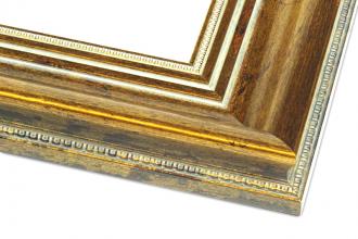 Rama do obrazów, zdjęć oraz luster na wymiar LUCA #353. Klasyczna szeroka, drewniana oprawa - sima, kolor złoty melanż