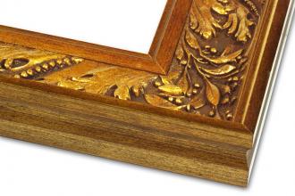 Rama do obrazów, zdjęć oraz luster na wymiar LUCA #397. Ozdobna ornamentowana, drewniana oprawa - holkiel, kolor złoty
