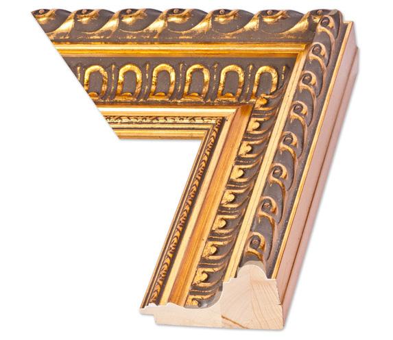 Rama do obrazów, zdjęć oraz luster na wymiar LUCA #355. Ozdobna ornamentowana, drewniana oprawa - holkiel, kolor złoty
