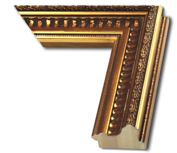 Rama do obrazów, zdjęć oraz luster na wymiar LUCA #110. Ozdobna bogato ornamentowana, drewniana oprawa - kolor złoto ciemne