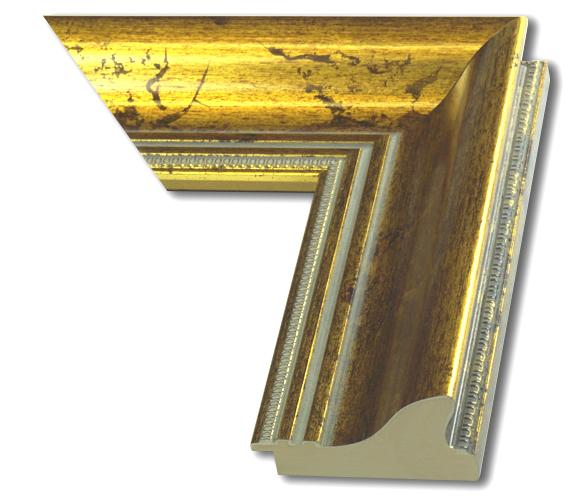 Rama do obrazów, zdjęć oraz luster na wymiar LUCA #353. Klasyczna szeroka, drewniana oprawa - sima, kolor złoty melanż