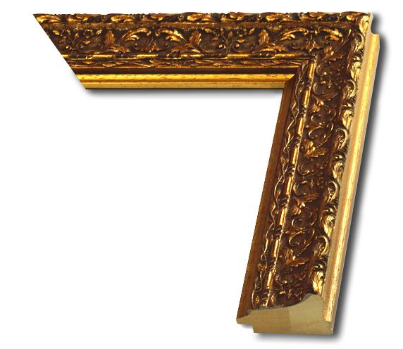 Rama do obrazów, zdjęć oraz luster na wymiar LUCA #391. Ozdobna stylowa, drewniana oprawa - kolor stare złoto, ornament