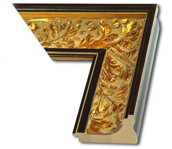 Rama do obrazów, zdjęć oraz luster na wymiar LUCA #398. Ozdobna ornamentowana, drewniana oprawa - kolor złoty patyna